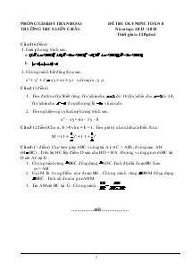 Đề thi olympic toán 8 năm học: 2013 - 2014 Trường Thcs Liên Châu