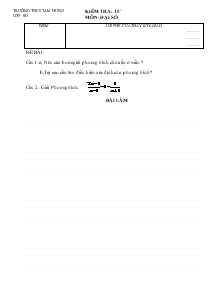 Kiểm tra: 15’ Môn: Đại Số Trường Thcs Tam Hưng Lớp: 8