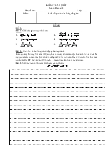 Kiểm tra 1 tiết Môn: Đại Số 8 Chương 3