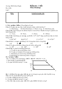 Kiểm tra 1 tiết Môn: Hình học Trường THCS Hoà Thạch