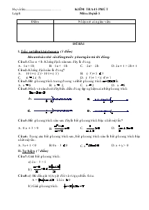 Kiểm tra 45 phút Môn: Đại Số 8