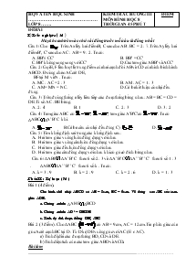 Kiểm tra chương III môn hình học 8 thời gian 45 phút