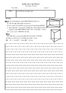 Kiểm tra chương IV Hình học Lớp 8 Thời gian: 45 phút