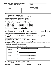 Kiểm tra: Học kỳ II môn Toán 8 Thời gian: 90 phút Trường Thcs Mễ Sở