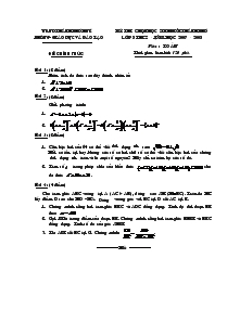 Kỳ thi chọn học sinh giỏi thành phố lớp 8 THCS - Năm học 2007 - 2008 Môn : Toán