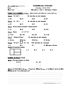 Bài kiểm tra cuối kì I năm học : 2011 -2012
