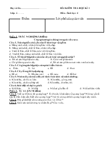 Bài kiểm tra học kì I môn: sinh học 6