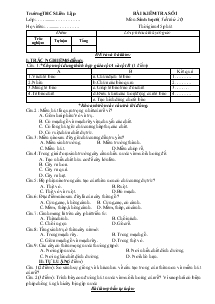 Bài kiểm tra số 1 môn: sinh học 6 ( tiết thứ 20)