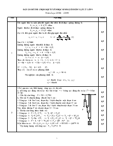 Đáp án đề thi chọn đội tuyển học sinh giỏi môn vật lý lớp 9 năm học 2008 – 2009