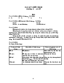 Đáp án và biểu chấm sinh học 6 – tiết 20