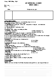 Đề kiểm tra 45 phút môn: sinh 6