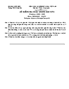 Đề kiểm tra chất lượng học kỳ I năm học : 2008 – 2009 môn : sinh học . khối 7