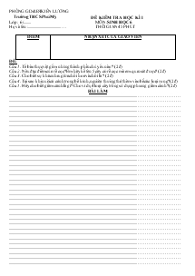Đề kiểm tra học kì I lớp: 6 môn: sinh học 6 thời gian 45 phút