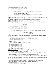 Đề kiểm tra học kì II , năm học 2008 – 2009 môn : sinh học khối 6