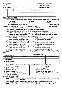 Đề kiểm tra học kỳ 2  môn: sinh học 6 thời gian: 45 phút