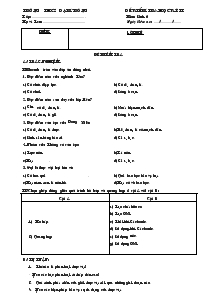 Đề kiểm tra học kỳ hai môn: sinh 6