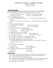 Đề kiểm tra học kỳ II- Năm học 2009-2010 môn : sinh học 6 thời gian : 45 phút