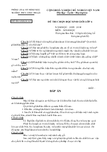 Đề thi chọn học sinh giỏi lớp 6 năm học : 2009 - 2010 môn : sinh học