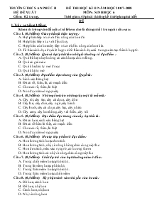 Đề thi học kì II năm học 2007-2008 đề đề xuất môn: sinh học 6