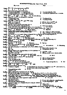 Đề thi học kỳ I- Môn sinh- lớp 11-ban a