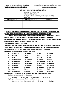 Đề thi học sinh giỏi khối 9 năm học: 2009-2010 môn thi: tiếng anh