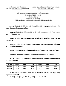 Đề thi học sinh giỏi lớp 9 vòng huyện năm học 2009 – 2010 môn thi : địa lý