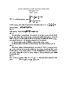 Đề thi học sinh giỏi tỉnh Hà Tĩnh năm học 2008-2009 thời gian 150 phút