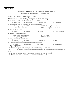 Đề thi  kiểm tra học kì 2, môn học sinh học lớp 6