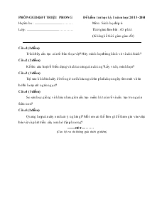 Đề thi kiểm tra học kỳ I năm học 2013-2014 môn : sinh học lớp 6 thời gian làm bài : 45 phút