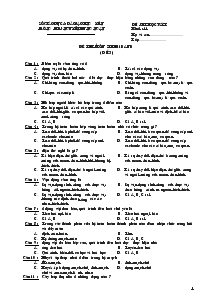 Đề thi môn sinh 11 ban b (đề 3)