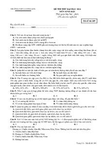 Đề thi thử đại học 2014 môn sinh học 50 câu trắc nghiệm