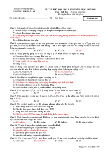 Đề thi thử đại học lần II năm học 2007-2008 môn: sinh học – không phân ban thời gian làm bài: 90 phút