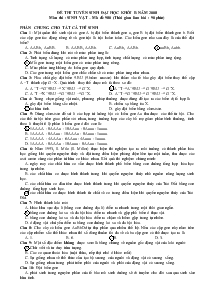 Ðề thi tuyển sinh đại học khối b năm 2008 môn thi : sinh vật  (thời gian làm bài : 90 phút)