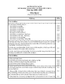 Hướng dẫn chấm đề thi học sinh giỏi cấp tỉnh lớp 9  năm học 2008 - 2009 môn: địa lý