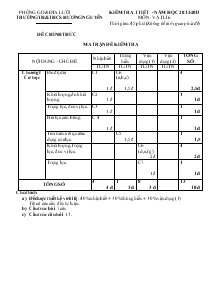 Kiểm tra 1 tiết - Năm học 2012-2013 môn: vật lí 6