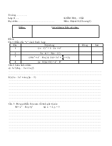Kiểm tra : 1tiết môn: đại số 8 (chương I)
