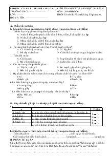 Kiểm tra học kỳ I năm học 2013-2014 môn: sinh học 6 thời gian: 45 phút (không kể phát đề)