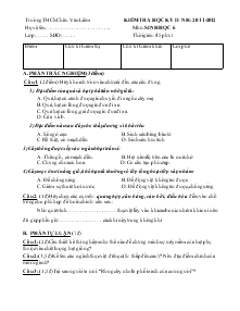 Kiểm tra học kỳ II năm học: 2011-2012 môn: sinh học 6 thời gian: 45 phút