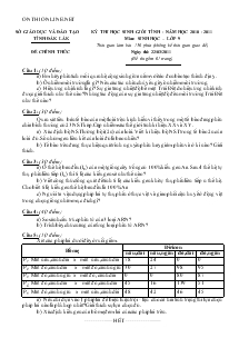 Kỳ thi học sinh giỏi tỉnh - Năm học 2010 - 2011 môn: sinh học – lớp 9