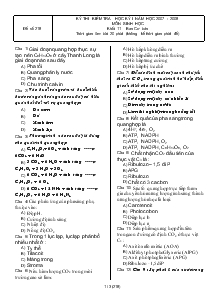 Kỳ thi kiểm tra học kỳ I năm học 2007 - 2008 môn sinh học khối 11 ban cơ bản