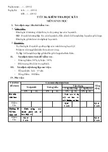 Tiết 36: kiểm tra học kỳ I môn sinh học