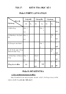 Bài giảng Tiết 27: Kiểm tra học kì I