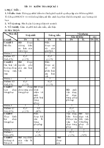 Bài giảng Tiết 35: Kiểm tra học kì  I