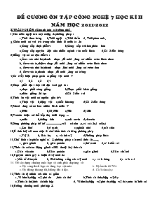 Đề cương ôn tập công nghệ 7 học kì II năm học 2011-2012