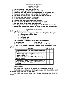 Đề cương ôn tập học kì 1 năm học 2011 - 2012 môn công nghệ