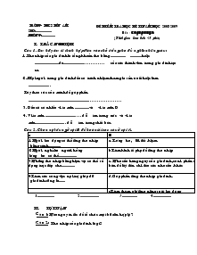 Đề kiểm tra học kì 2 năm học 2008 - 2009 môn: công nghệ 6