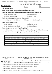 Đề Kiểm Tra Học Kì I Môn Công Nghệ 6 Trường THCS Mỹ Thới