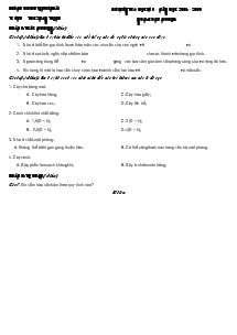 Đề kiểm tra học kì I - Năm học 2008 – 2009 môn: công nghệ 6