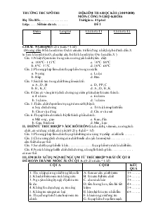Đề Kiểm Tra Học Kì II (2009-2010) Môn Công Nghệ Khối 6 - Trường THCS Pôthi