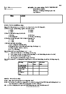 Đề Kiểm Tra Học Kì II Năm Học 2006-2007 Môn Công Nghệ 6